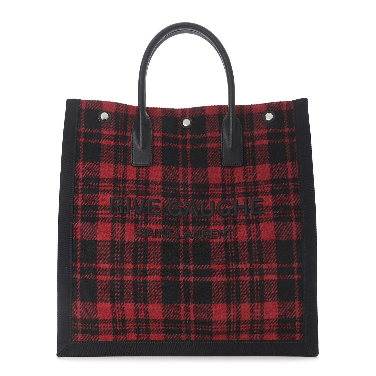Wool Tartan Rive Gauche Noe Tote Red Black
