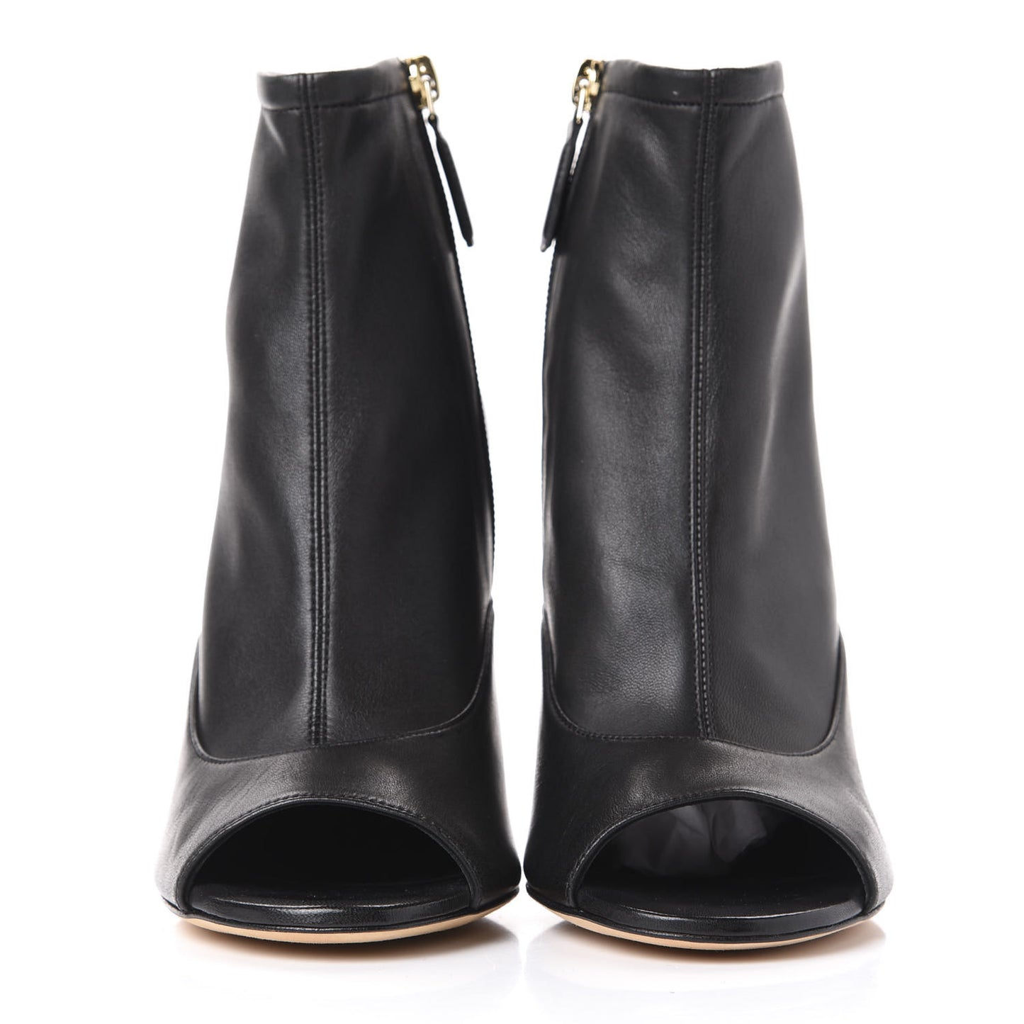 Lambskin Peep Toe Short Ankle Boots 38 Black