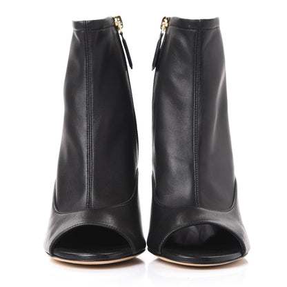 Chanel Lambskin Peep Toe Short Ankle Boots 38 Black 2 of 11