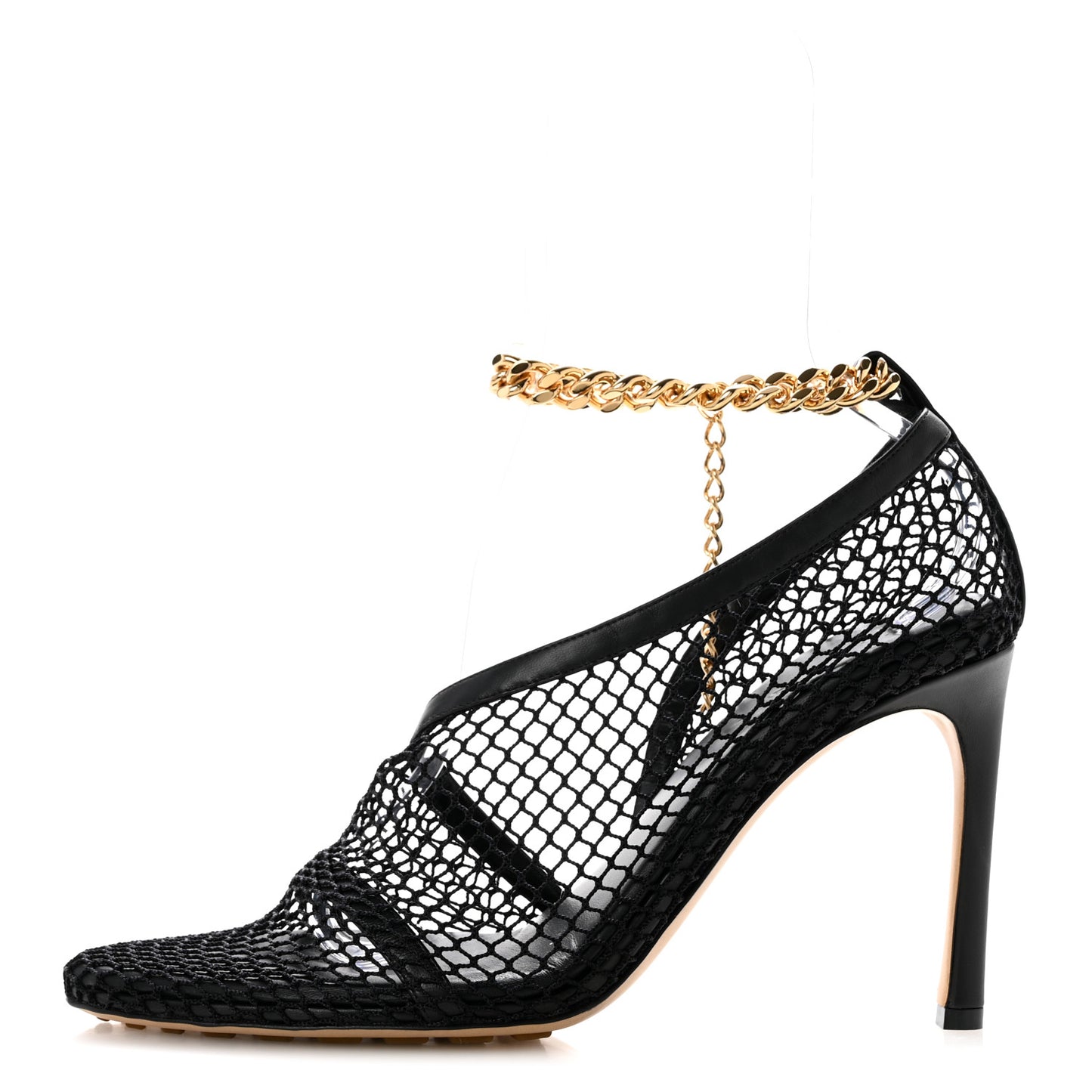 Mesh Nappa Chunky Chain Sandals 39.5 Black