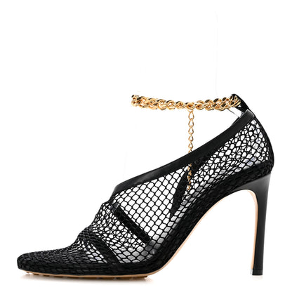 Bottega Veneta Mesh Nappa Chunky Chain Sandals 39.5 Black 1 of 9