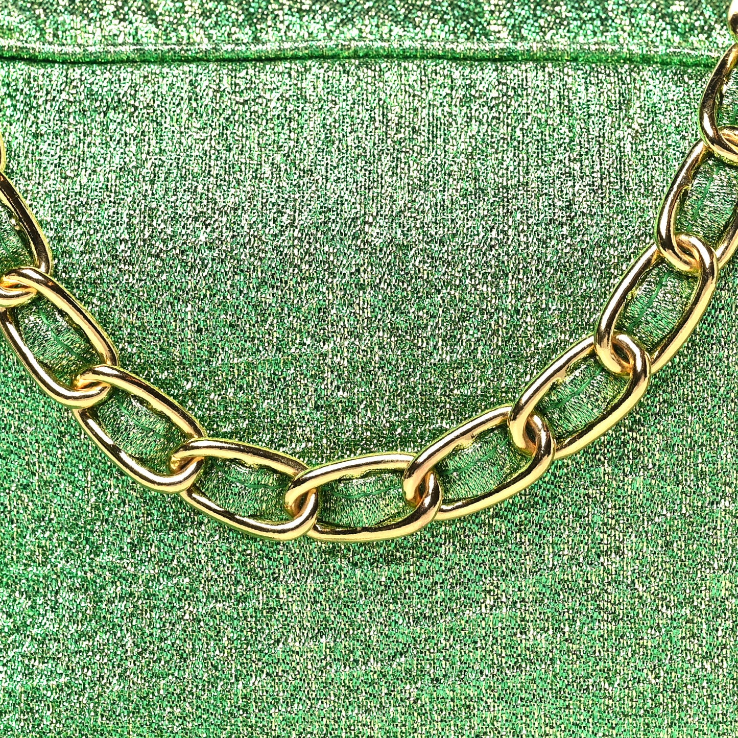 Lurex Chain Crossbody Bag Green