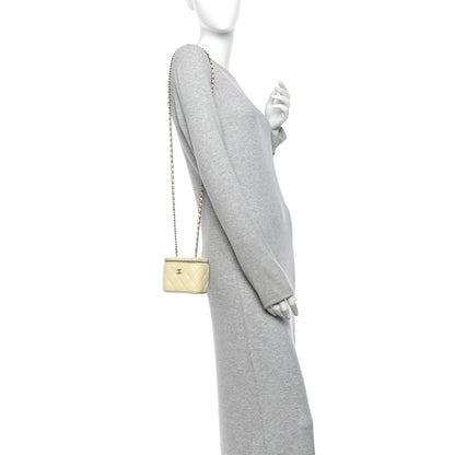 Chanel Caviar Quilted Mini Vanity Case With Chain Light Yellow 2 of 13
