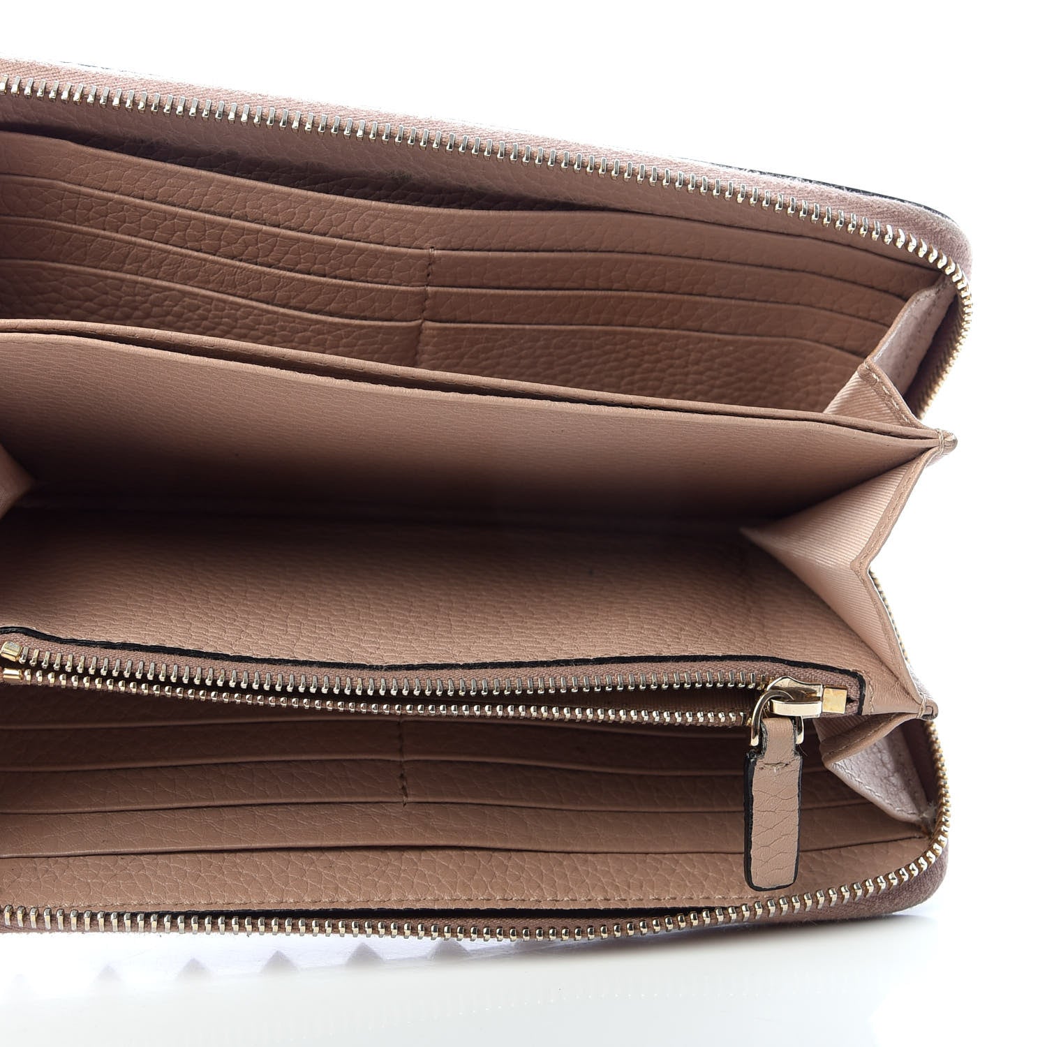 Valentino Garavani Pebbled Calfskin Rockstud Zip Around Wallet Poudre 6 of 7