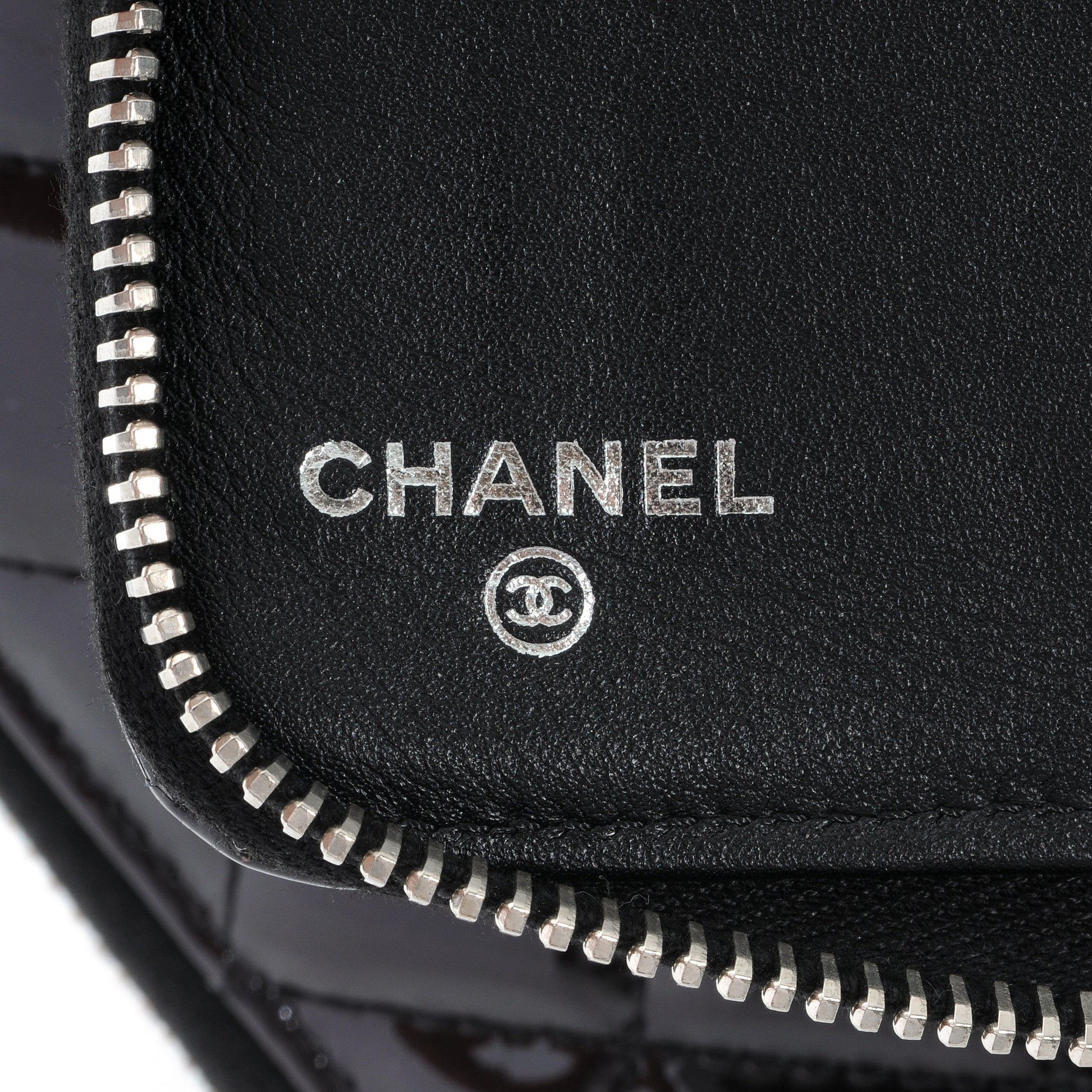 Chanel Patent Quilted Large Zip Around Wallet Black 6 of 9