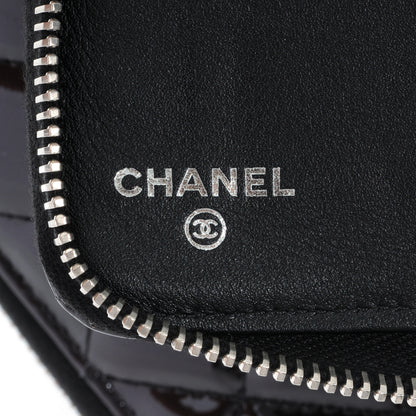 Chanel Patent Quilted Large Zip Around Wallet Black 6 of 9