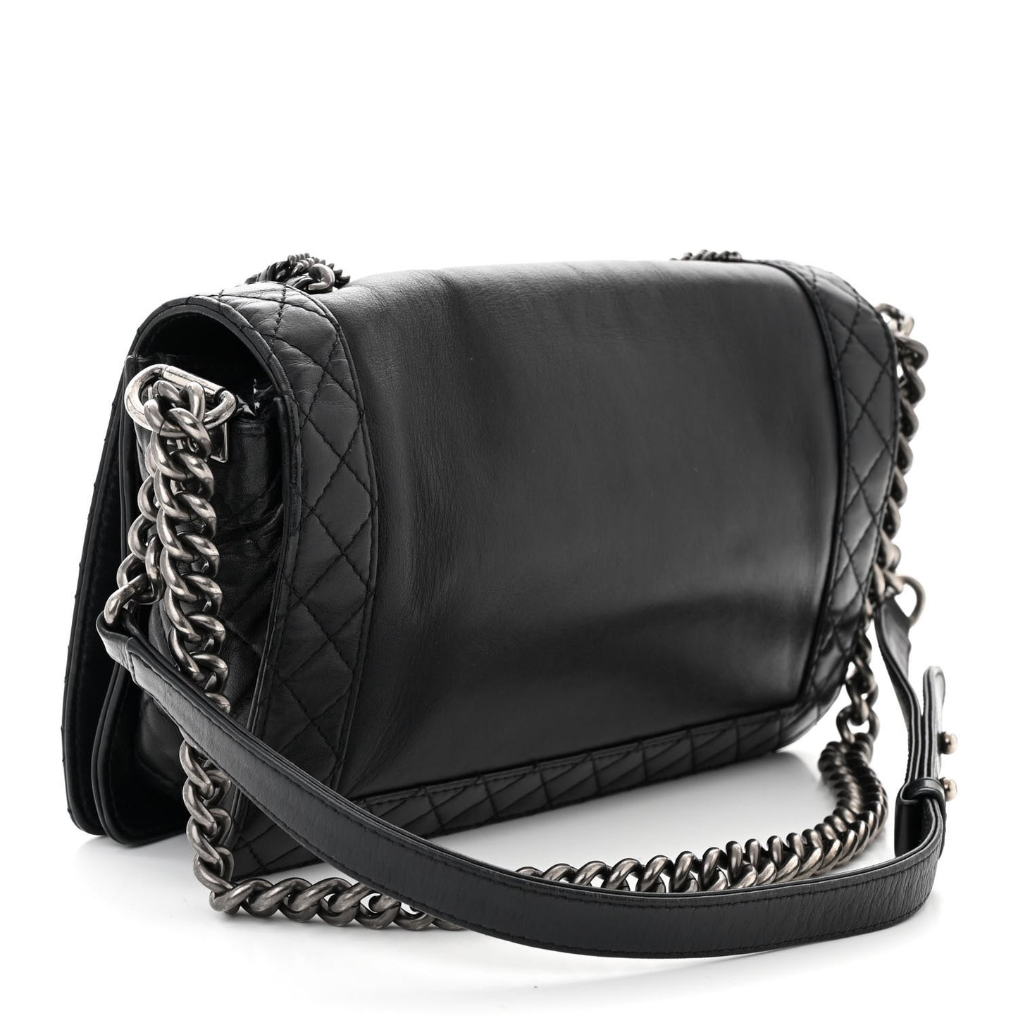 Calfskin Enchained New Medium Boy Flap Black