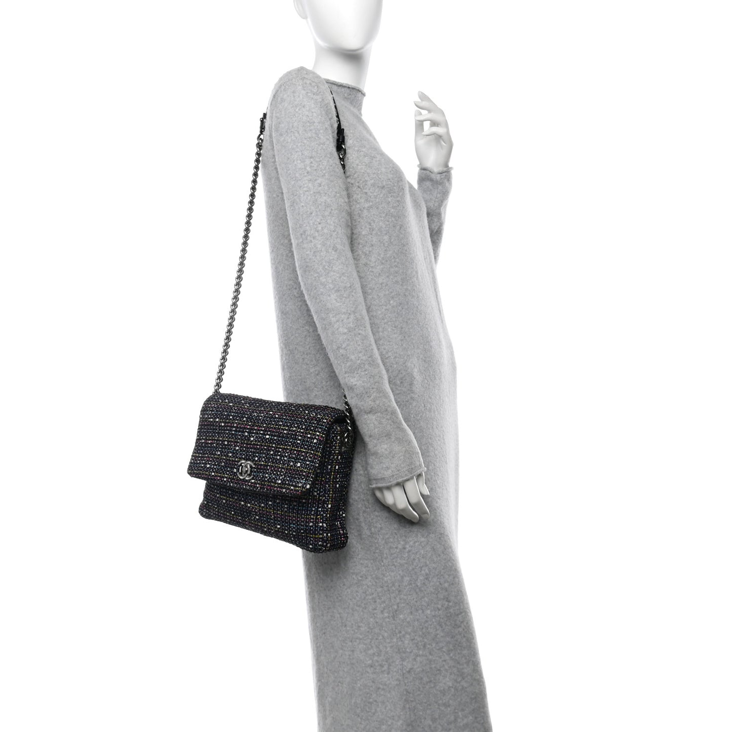 Tweed Small Messenger Flap Navy