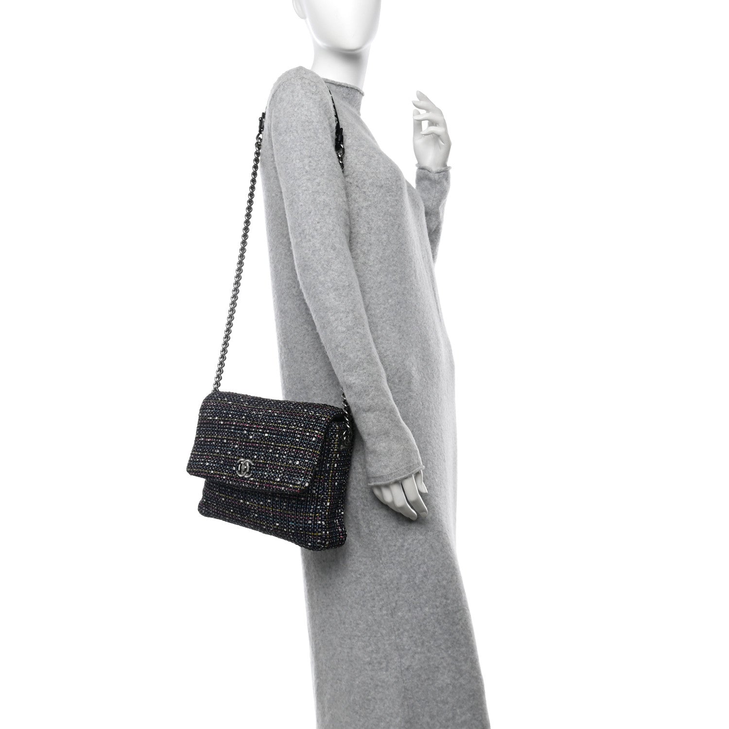 Chanel Tweed Small Messenger Flap Navy 2 of 11
