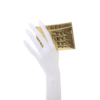 Chanel Metallic Calfskin Crocodile Embossed Cocodile Card Holder Gold 2 of 12