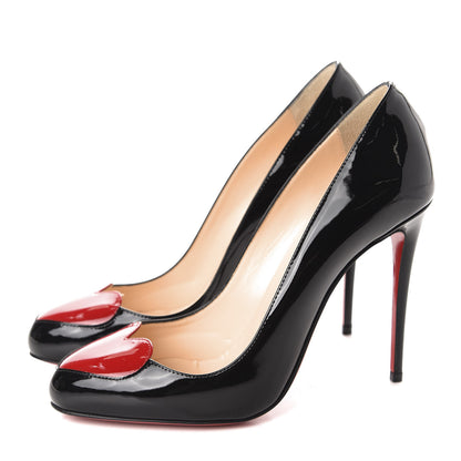 Christian Louboutin Patent Doracora 100 Pumps 37.5 Black Red 3 of 9