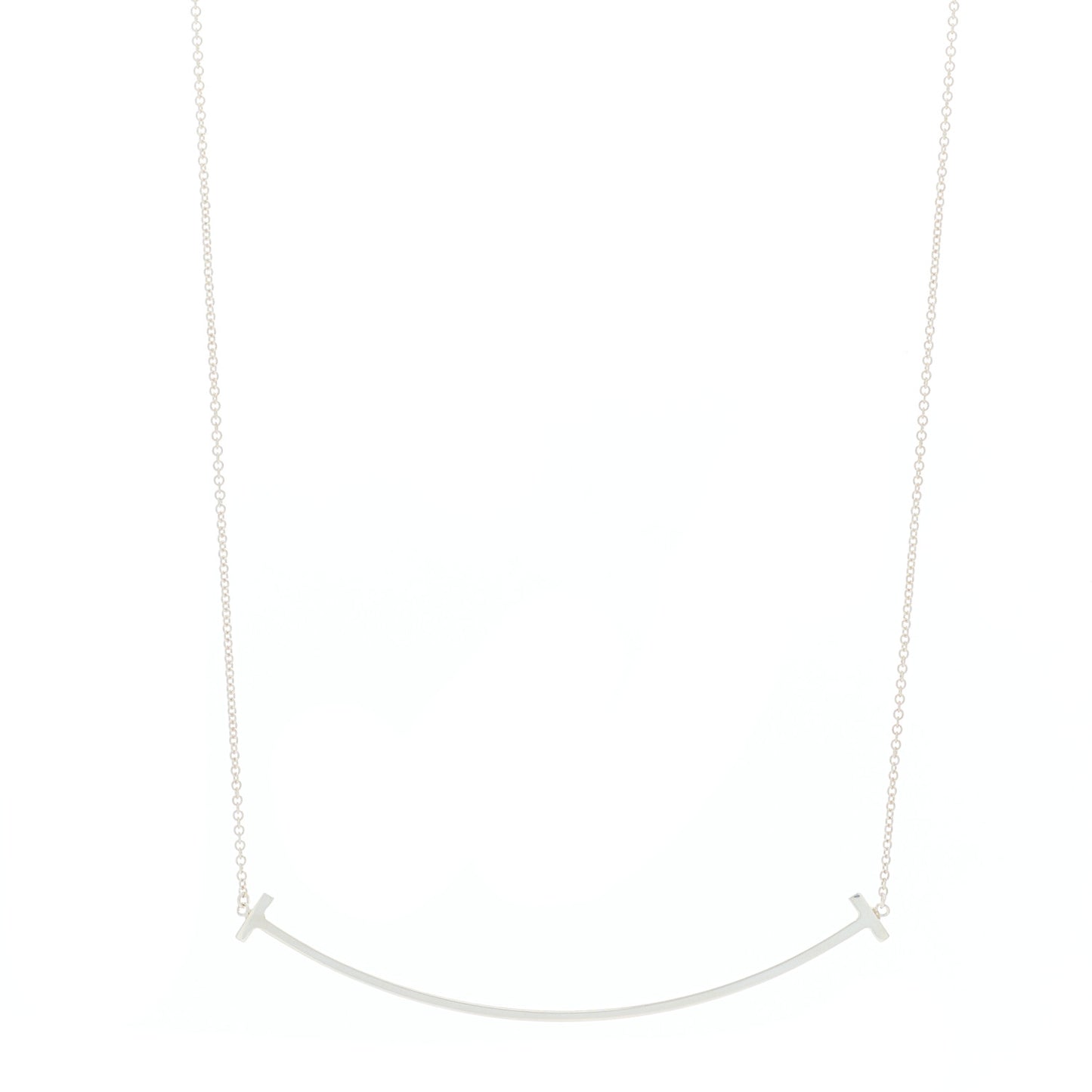 Sterling Silver Large T Smile Pendant Necklace