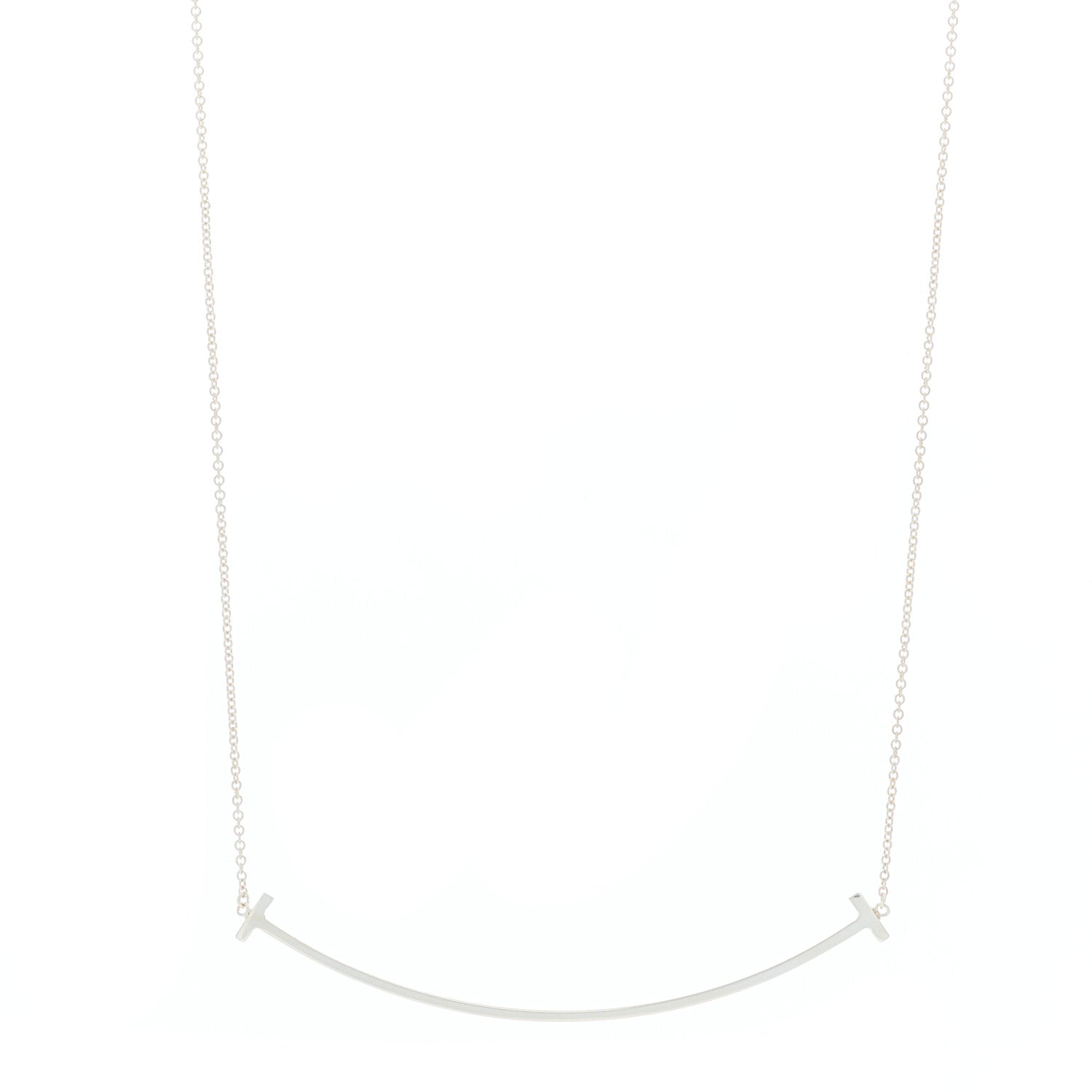 Tiffany Sterling Silver Large T Smile Pendant Necklace 1 of 7
