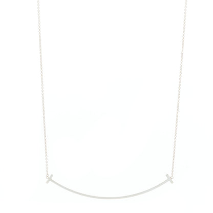 Tiffany Sterling Silver Large T Smile Pendant Necklace 1 of 7