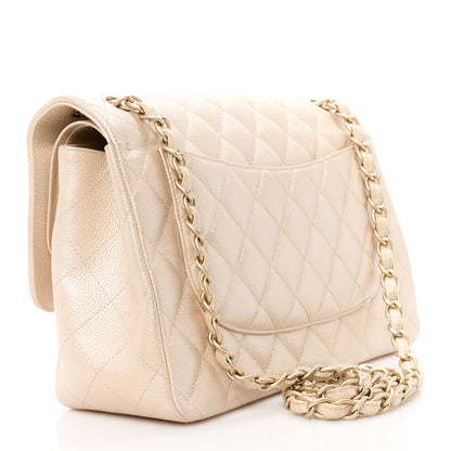 Chanel Iridescent Caviar Quilted Jumbo Double Flap Beige 3 of 12