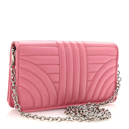 Prada Soft Calfskin Impunture Diagramme Chain Wallet Begonia 3 of 8