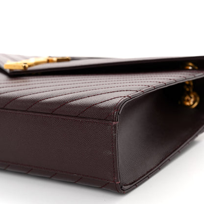 Saint Laurent Grain De Poudre Matelasse Chevron Large Monogram Satchel Rouge Legion 9 of 9