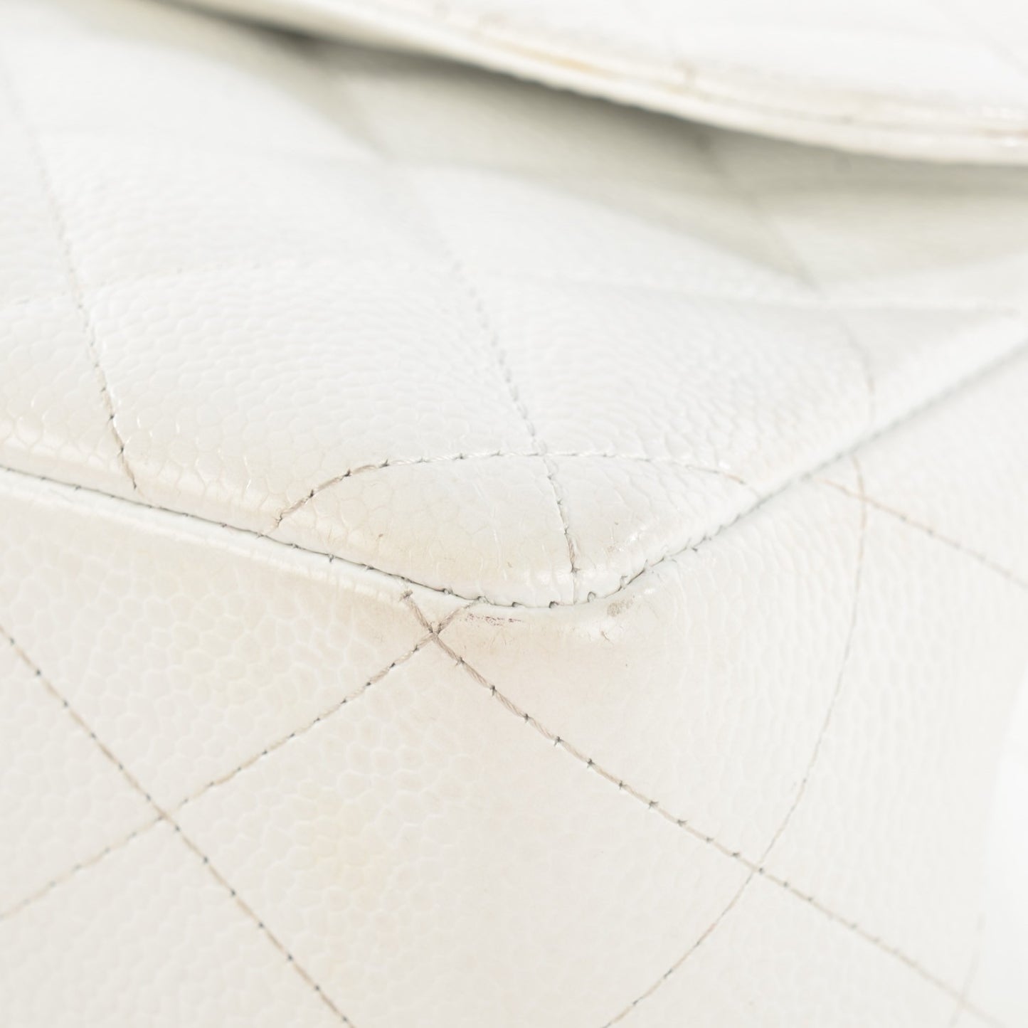 Caviar Quilted Jumbo Single Flap White