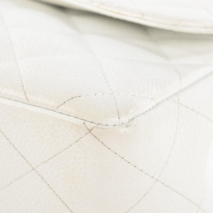Chanel Caviar Quilted Jumbo Single Flap White 3 of 15