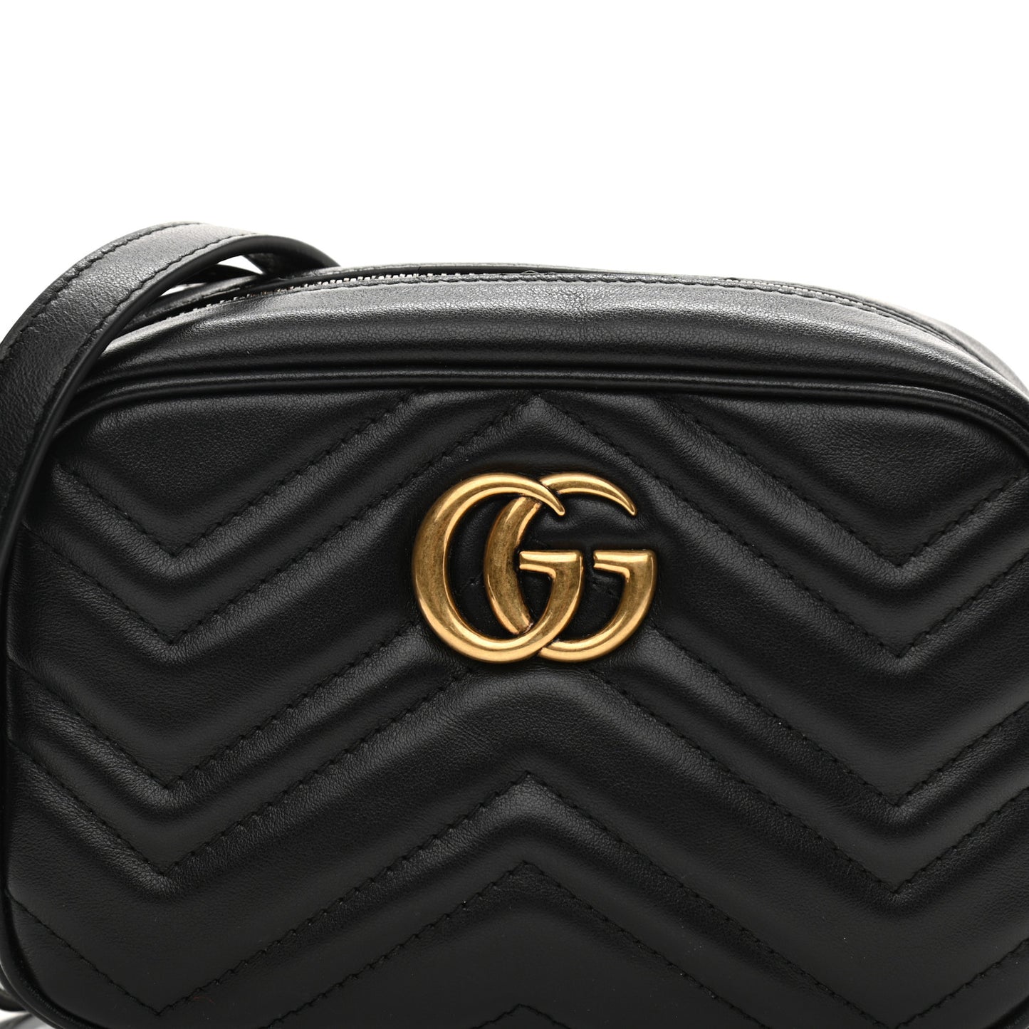 Calfskin Matelasse Mini GG Marmont Chain Shoulder Bag Black