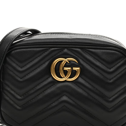 Gucci Calfskin Matelasse Mini GG Marmont Chain Shoulder Bag Black 8 of 10