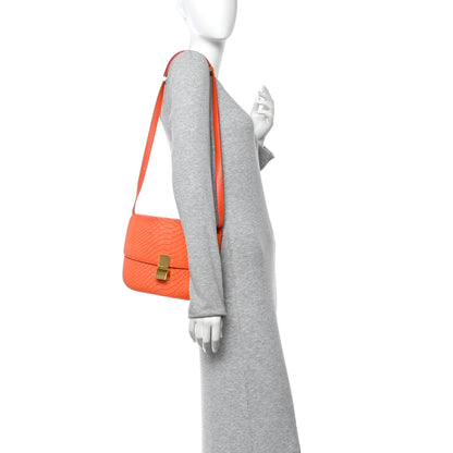 Celine Snakeskin Medium Classic Box Flap Orange 2 of 9