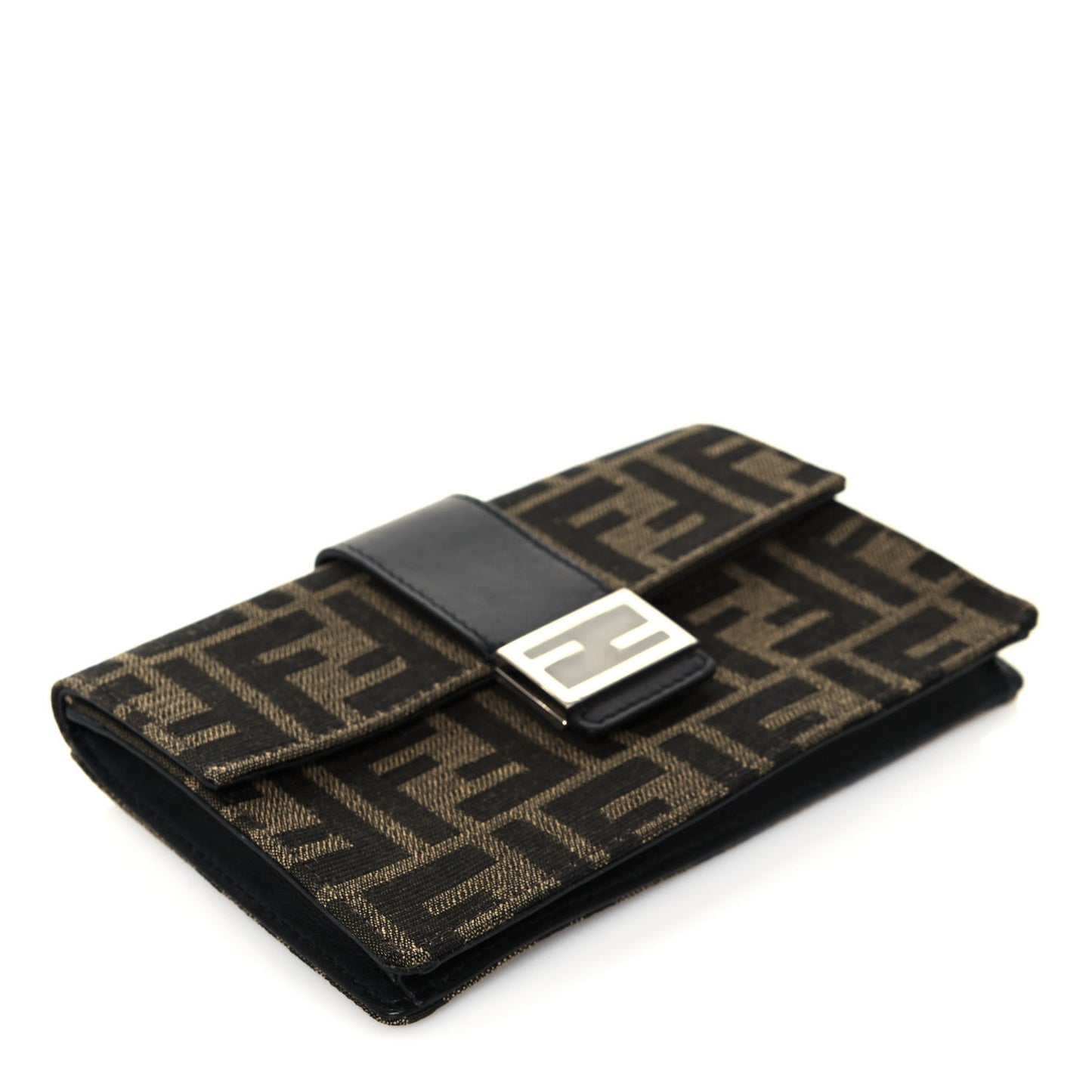Recycled Fabric Jacquard Vitello Grace FF 1974 Baguette Belt Pouch Tobacco Moro Black