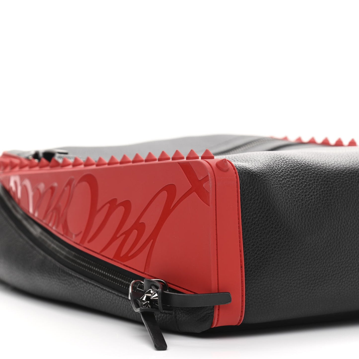 Calfskin Nylon Backparis Spiked Backpack Black