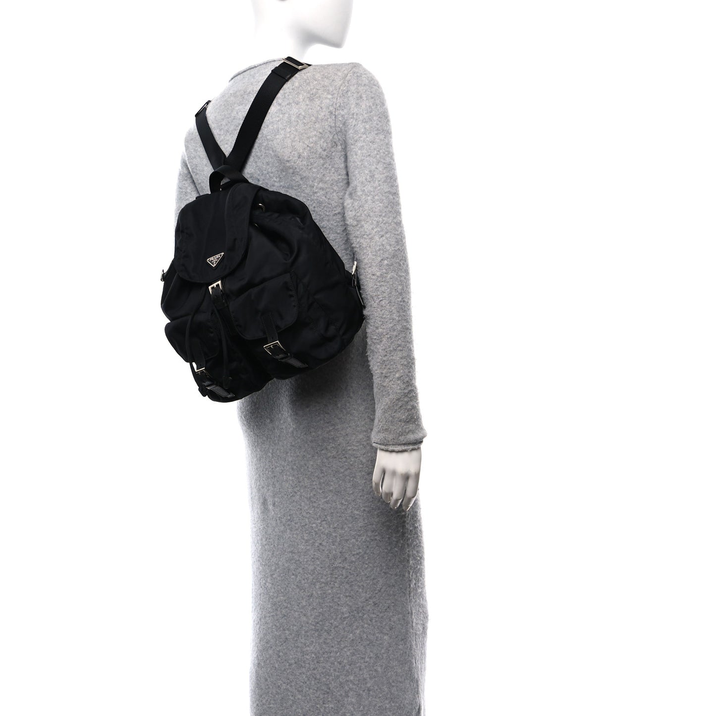 Tessuto Nylon Saffiano Vela Medium Backpack Black