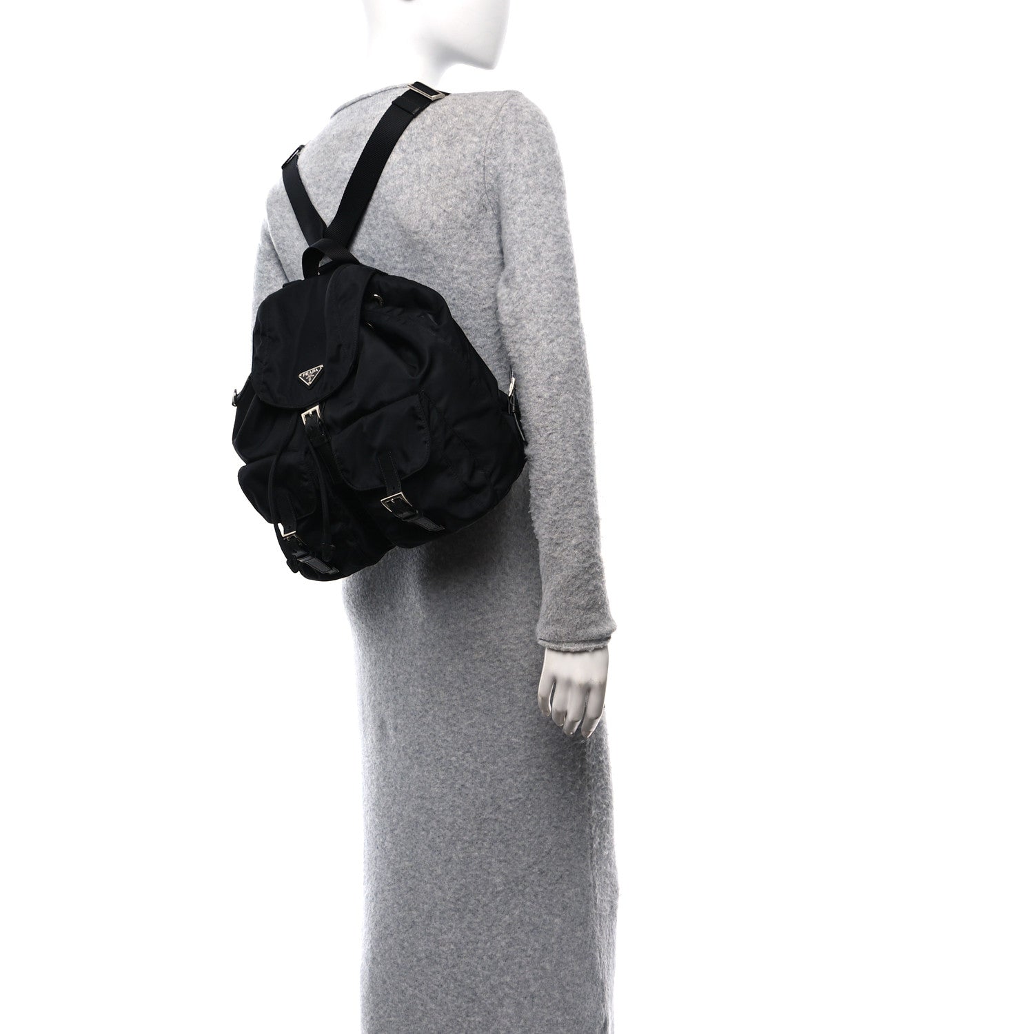 Prada Tessuto Nylon Saffiano Vela Medium Backpack Black 3 of 10