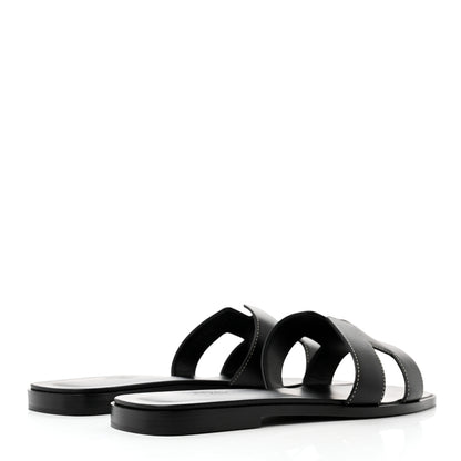Hermes Box Calfskin Oran Sandals 40 Black 4 of 8
