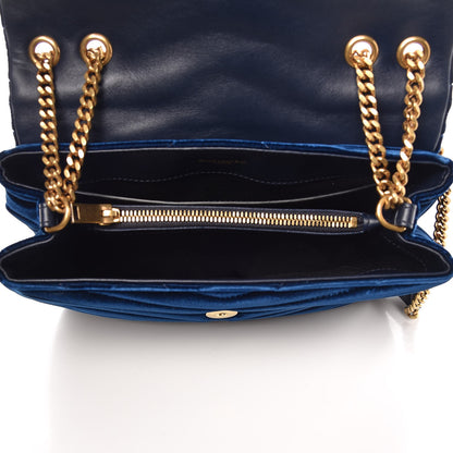 Saint Laurent Velvet Y Quilted Monogram Small Loulou Chain Satchel Medium Blue 6 of 7
