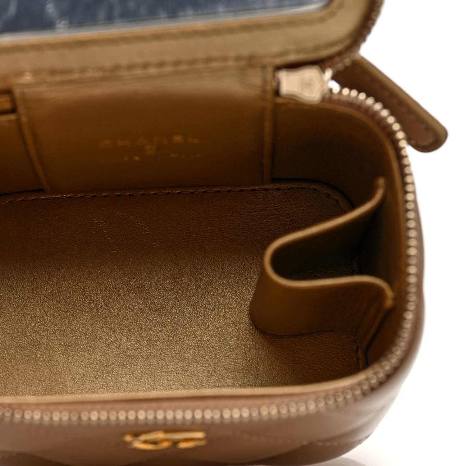 Chanel Lambskin Quilted Pearl Crush Mini Vanity Case With Chain Beige 5 of 11