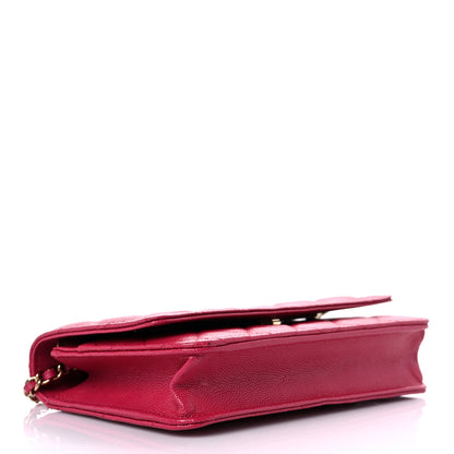Chanel Caviar Quilted Wallet on Chain WOC Dark Pink 4 of 12