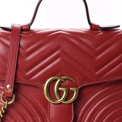 Gucci Calfskin Matelasse Small GG Marmont Top Handle Shoulder Bag Hibiscus Red 12 of 12