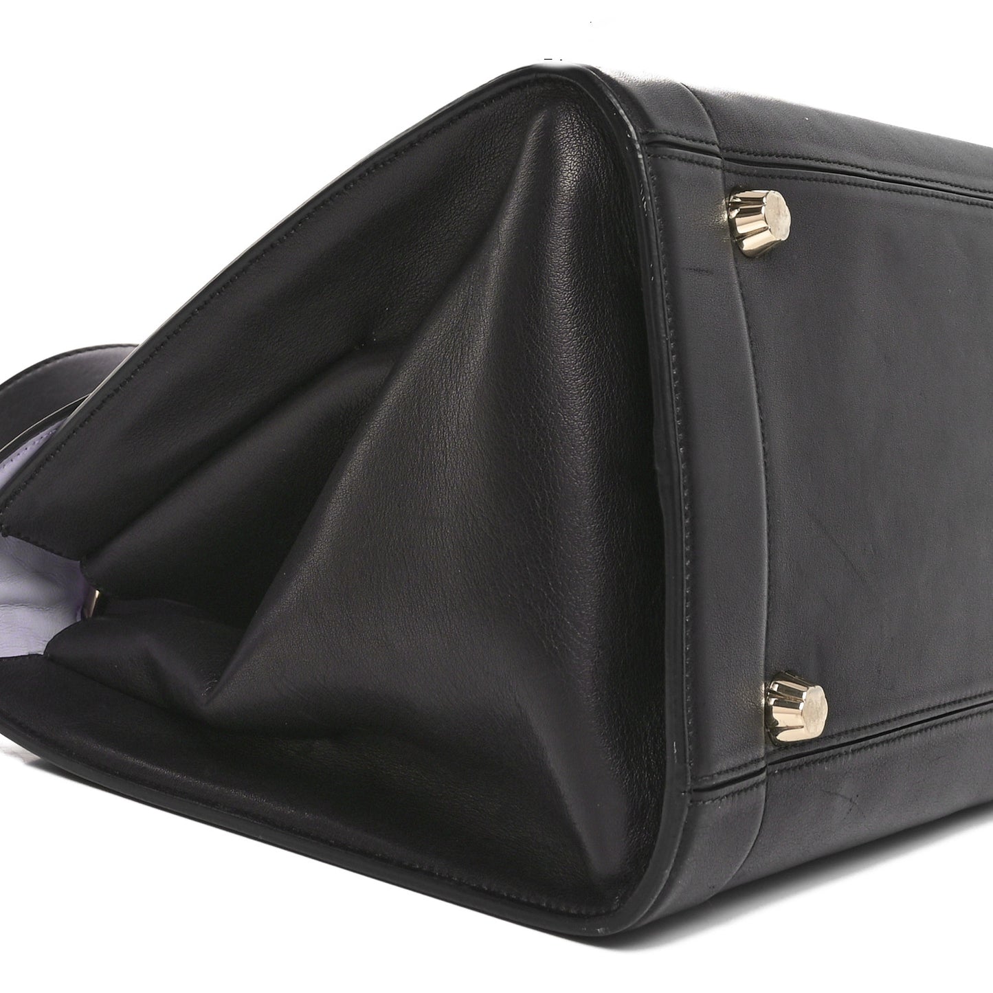 Calfskin Sofia Rainbow Top Handle Bag Black