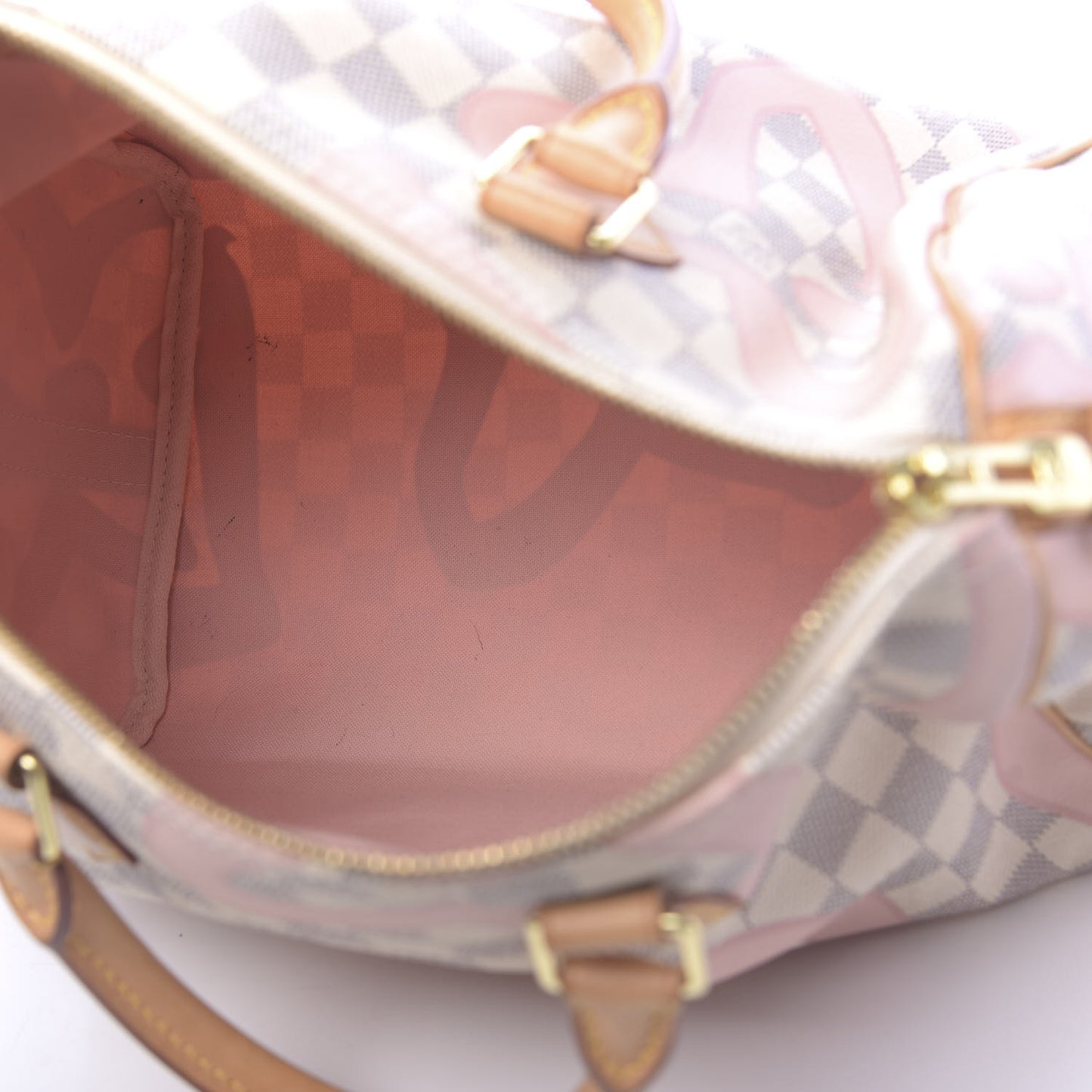 Damier Azur Tahitienne Speedy Bandouliere 30 Rose Ballerine