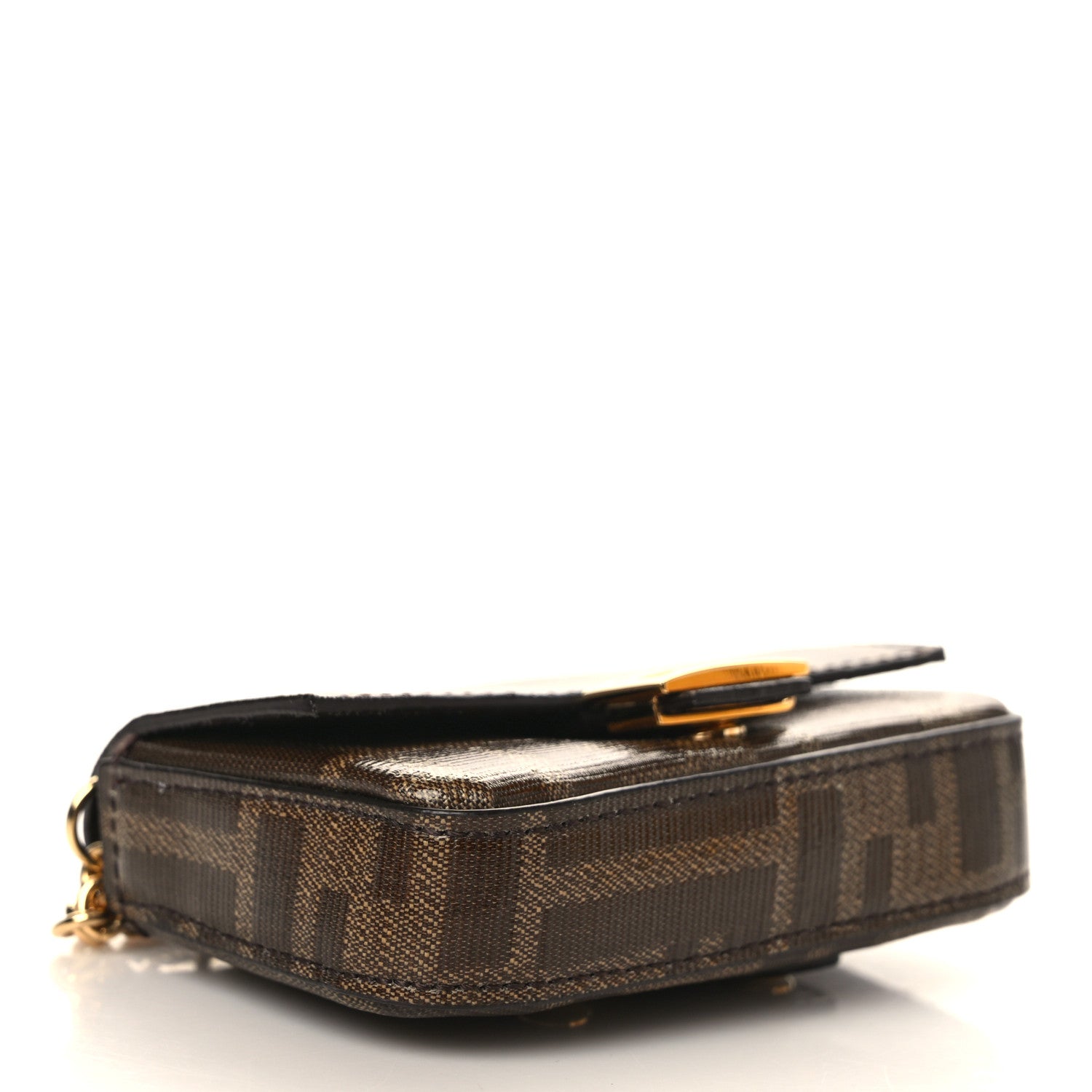 Fendi Glazed Fabric FF 1974 Nano Baguette Belt Charm Mogano Panna 4 of 10