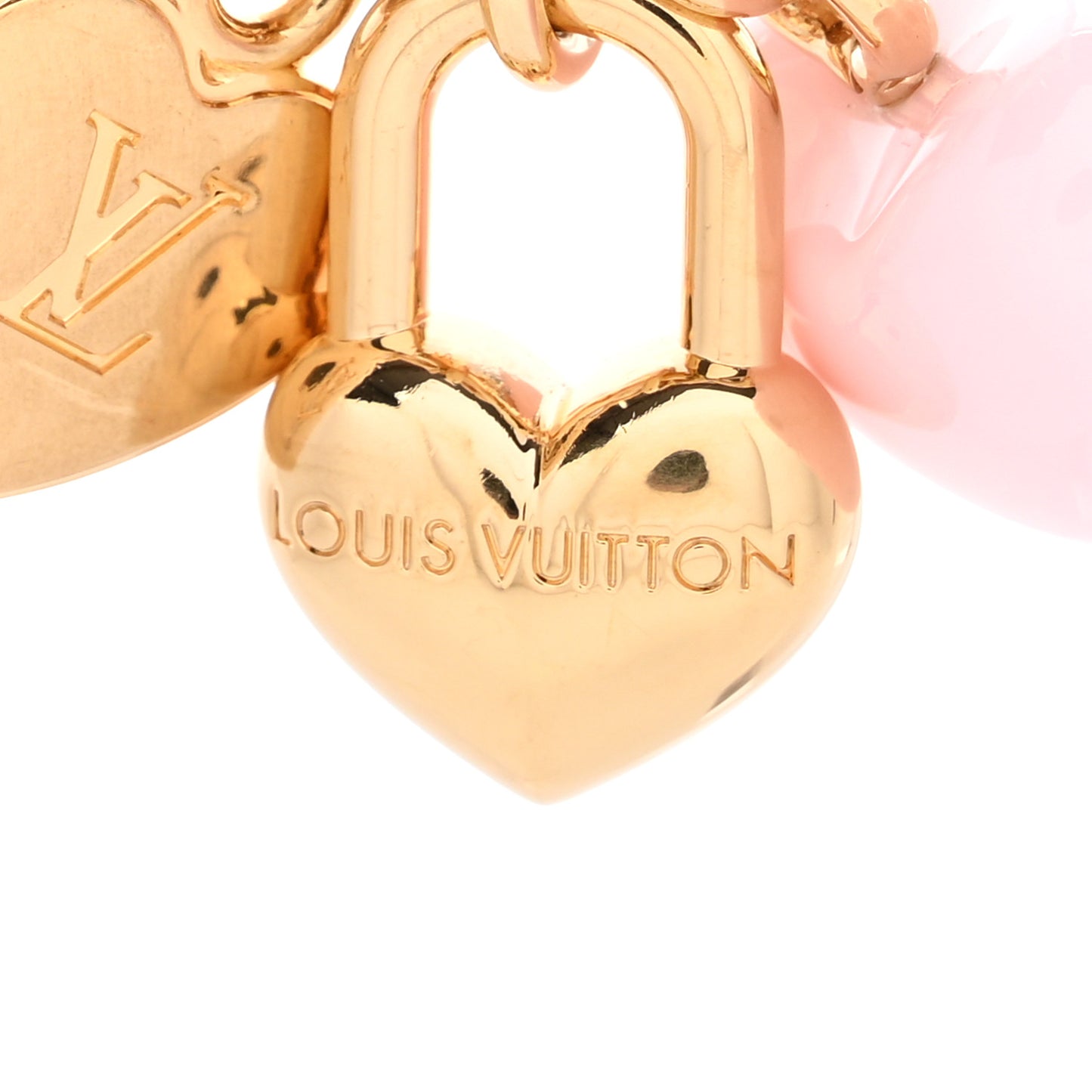 Micro Charms LV Heart Bag Charm Key Holder Gold