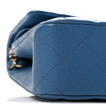 Chanel Caviar Quilted Medium Double Flap Blue 9 of 14