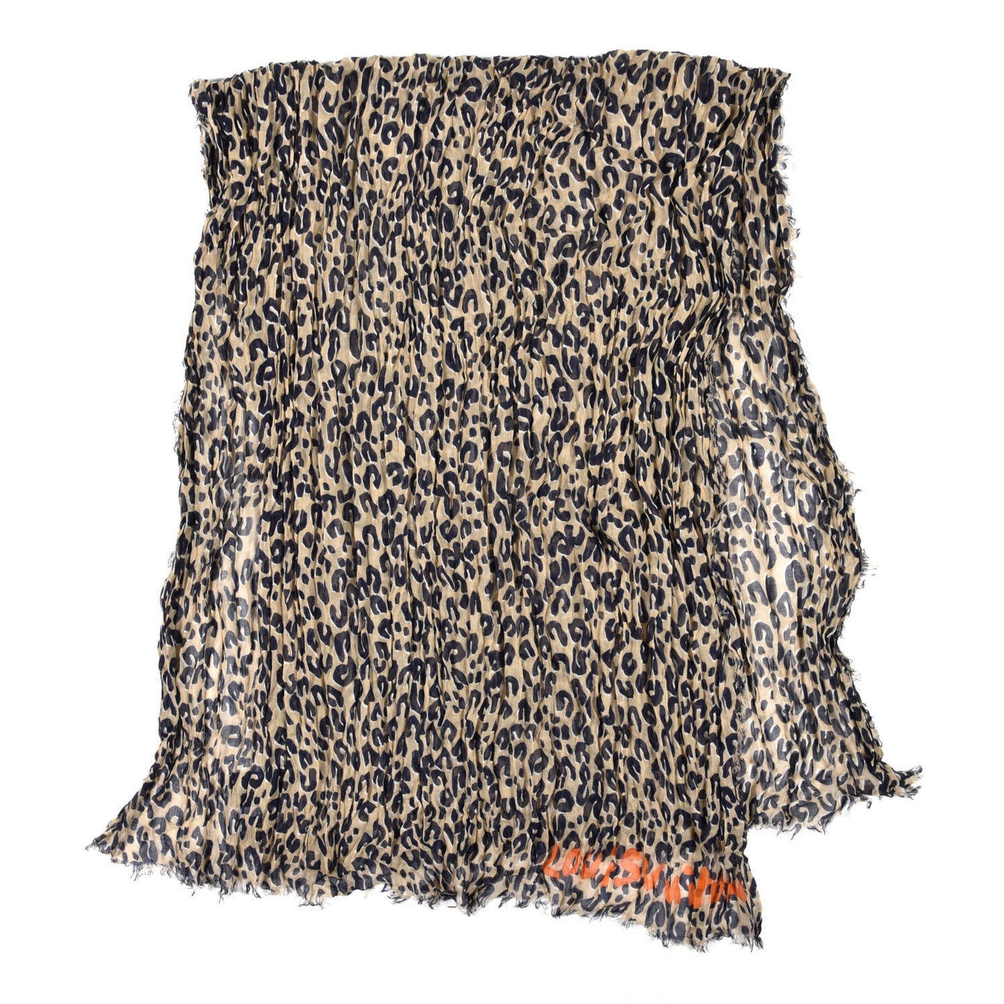 Cashmere Silk Leopard Etole Stole Marron