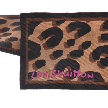 Louis Vuitton Silk Leopard Bandeau Scarf Marron 3 of 5