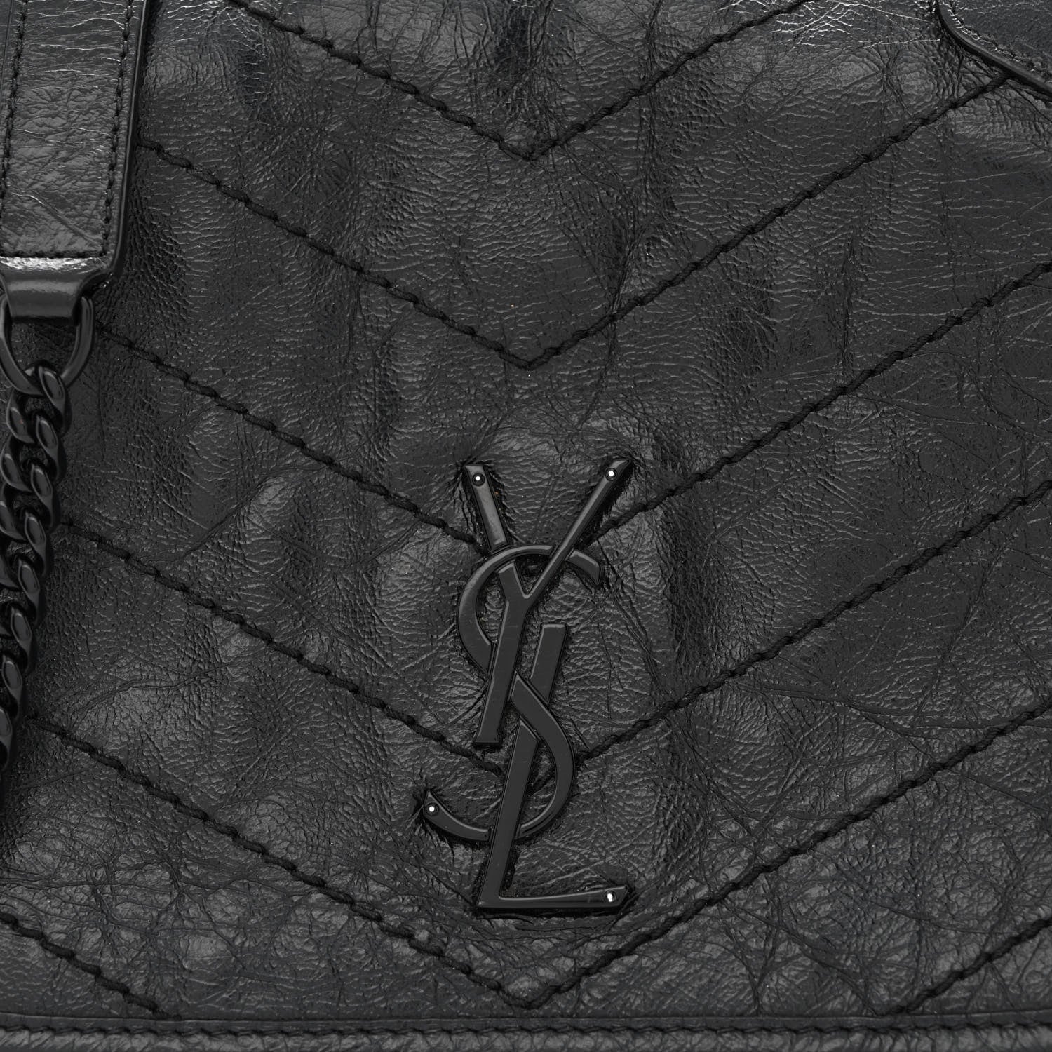 Saint Laurent Crinkled Calfskin Matelasse Monogram Niki Chain Wallet Black 8 of 10