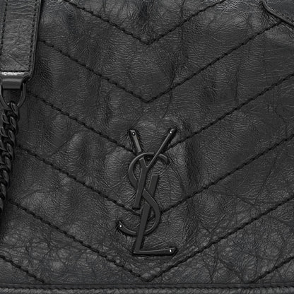 Saint Laurent Crinkled Calfskin Matelasse Monogram Niki Chain Wallet Black 8 of 10