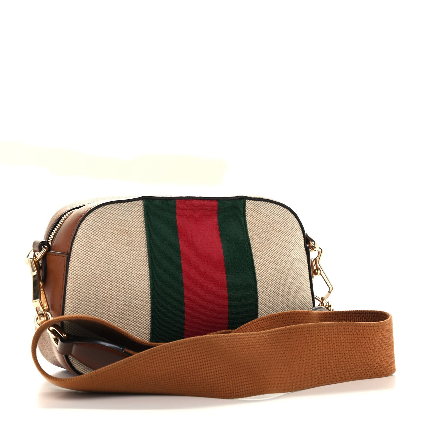 Vintage Canvas Web Shoulder Bag Sand Cuir