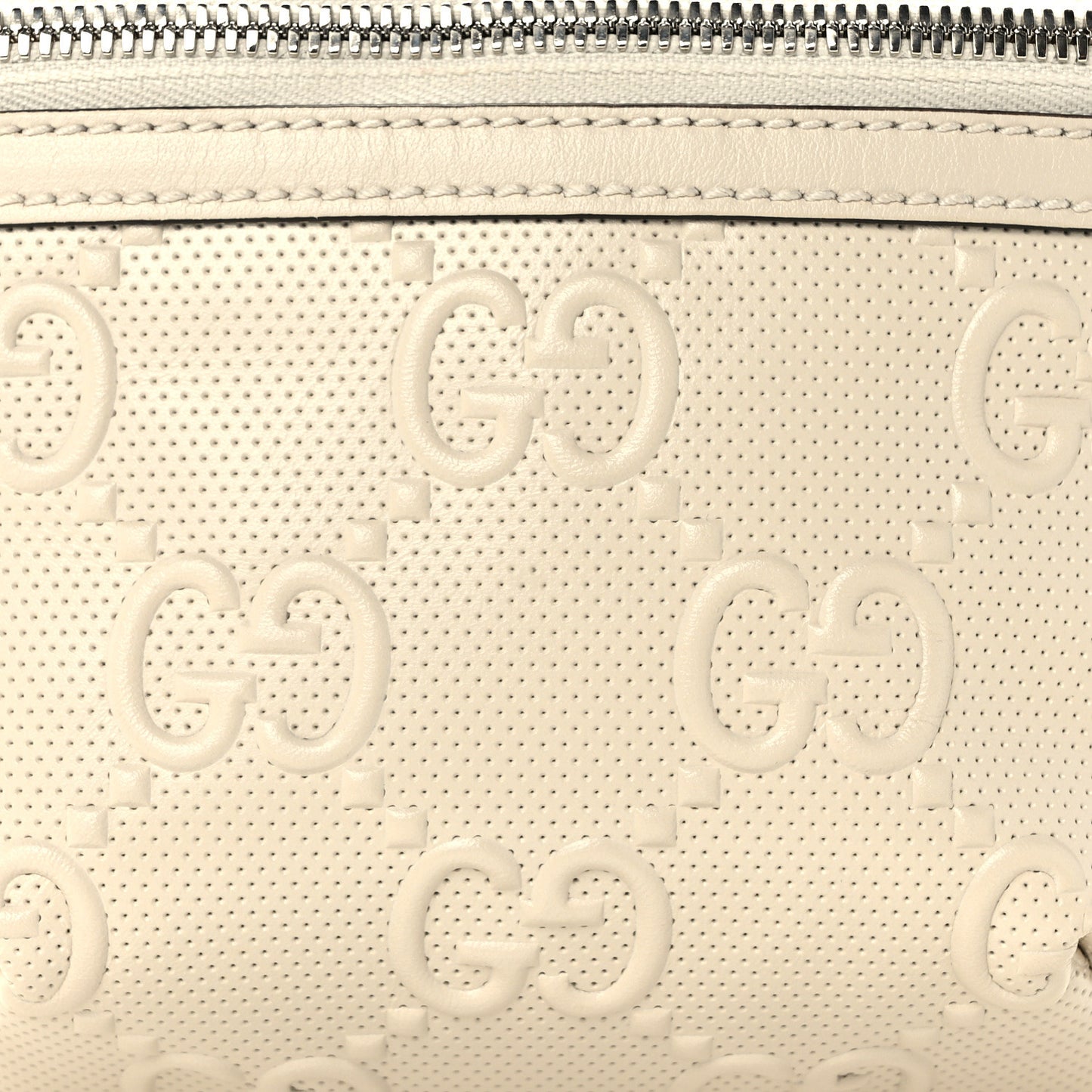 Calfskin GG Tennis Embossed Belt Bag Mystic White