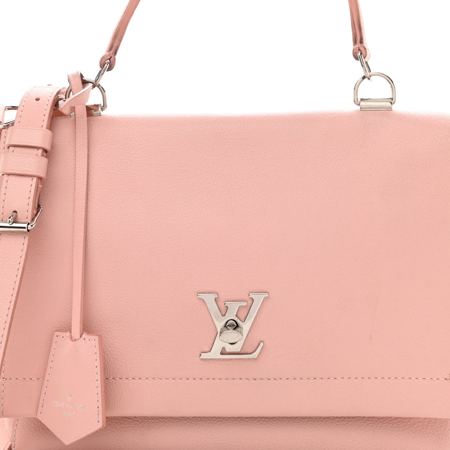 Soft Calfskin Lockme II Top Handle Rose Ballerine