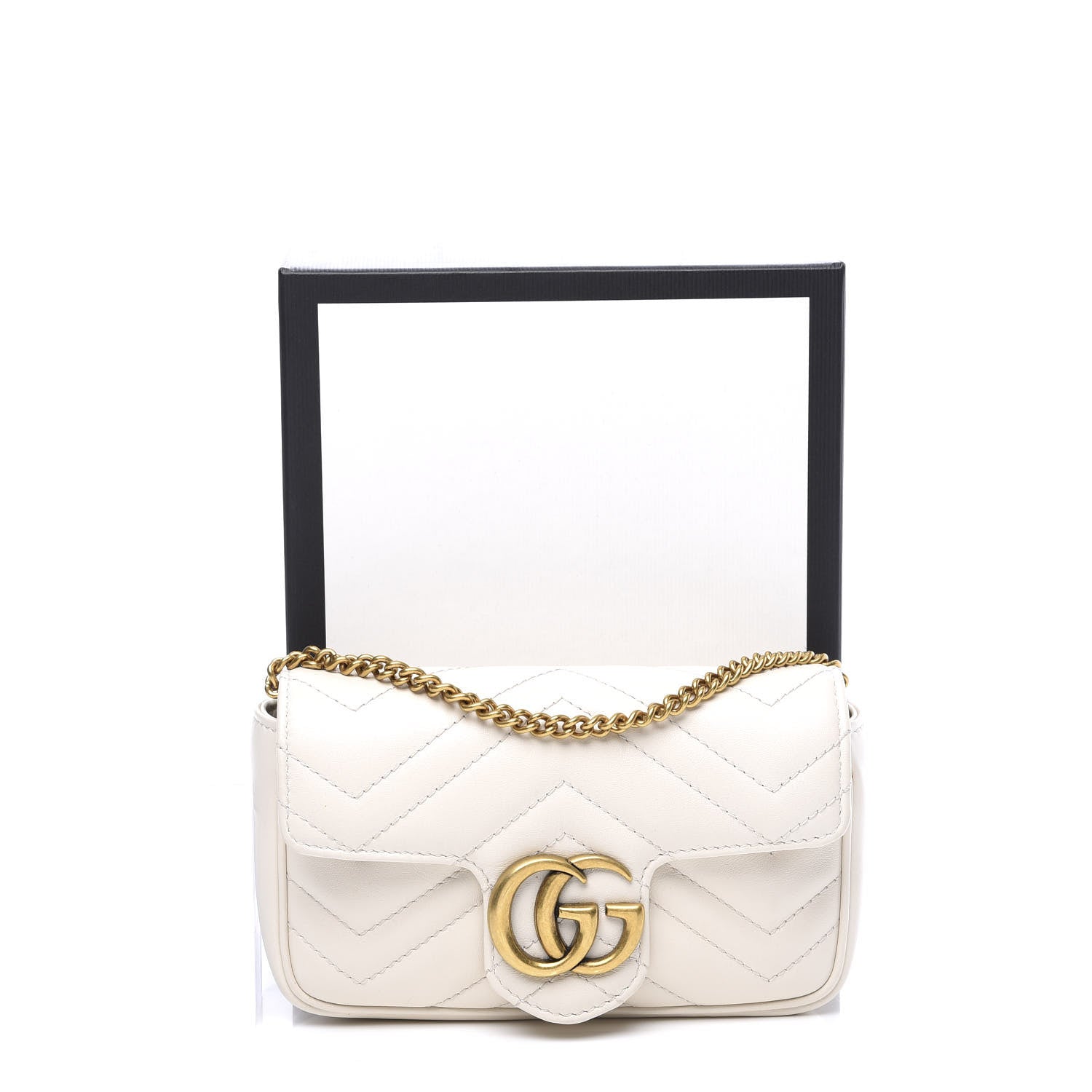 Gucci Calfskin Matelasse Super Mini GG Marmont Shoulder Bag White 11 of 11