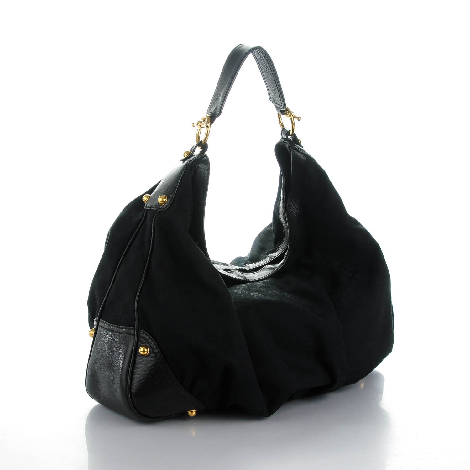 Gucci Monogram Large Jockey Hobo Black 3 of 9