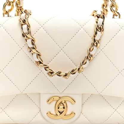Chanel Lambskin Metal Quilted Mini Top Handle Square Flap White 8 of 10